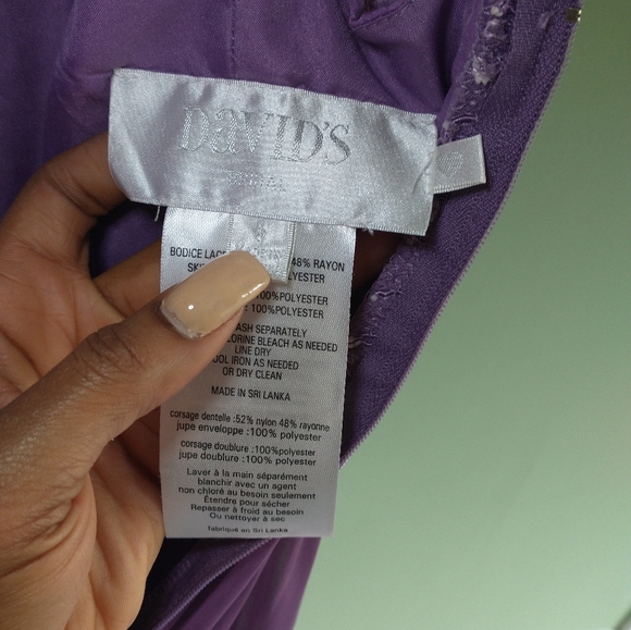 Women's purple David's bridal lace top flowy dress with slip - Picture 8 of 12